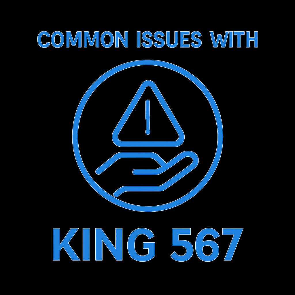 A simple badge symbolizing guidance on common issues with King 567.