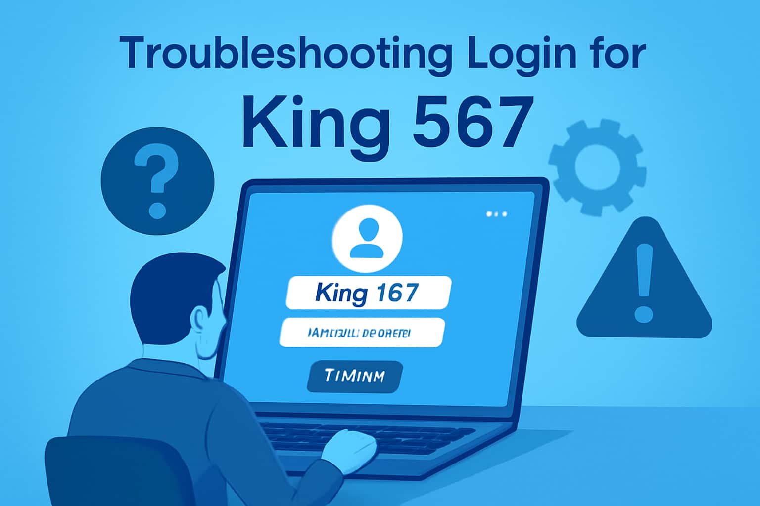 An informative scene illustrating troubleshooting steps for King 567 login issues.