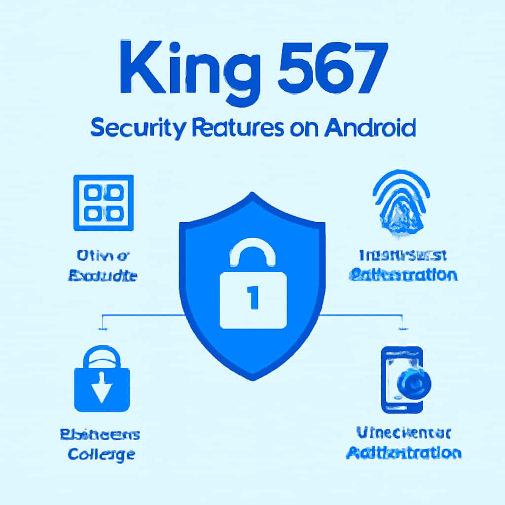Illustration detailing security features of King 567 on Android.