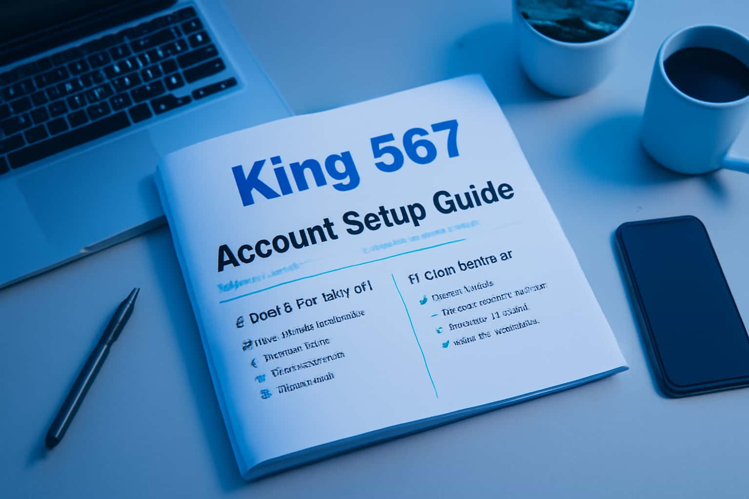 Informative graphical representation of the King 567 Account Setup process.