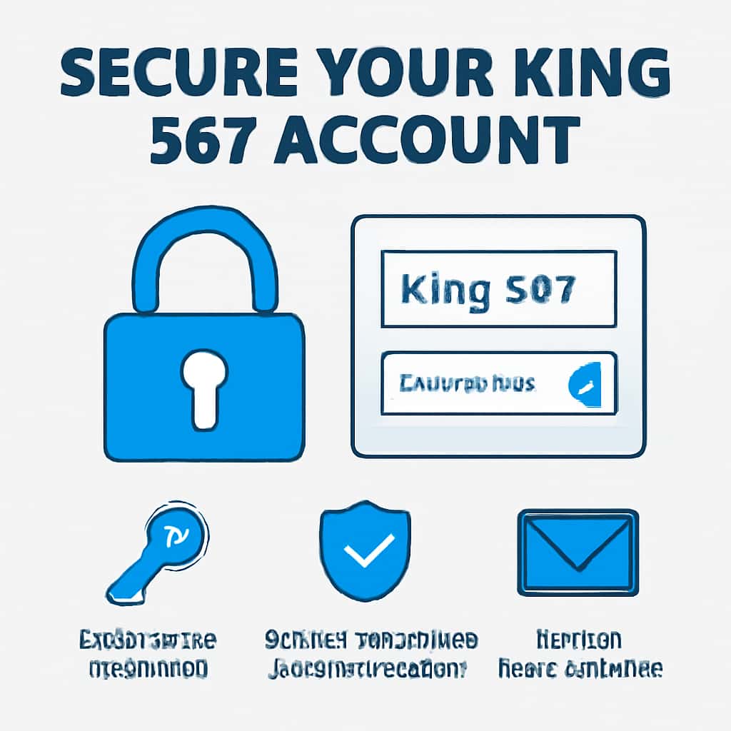 An educational diagram outlining steps for securing a King 567 account.